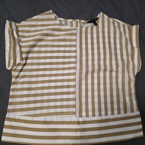Banana Republic Beige and White Striped Blouse